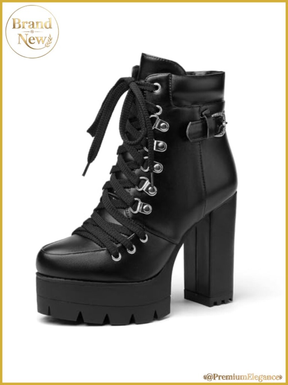 Sexy High Heels for Women Boots Round Toe Platform Suede Lace Up Ankle Booties